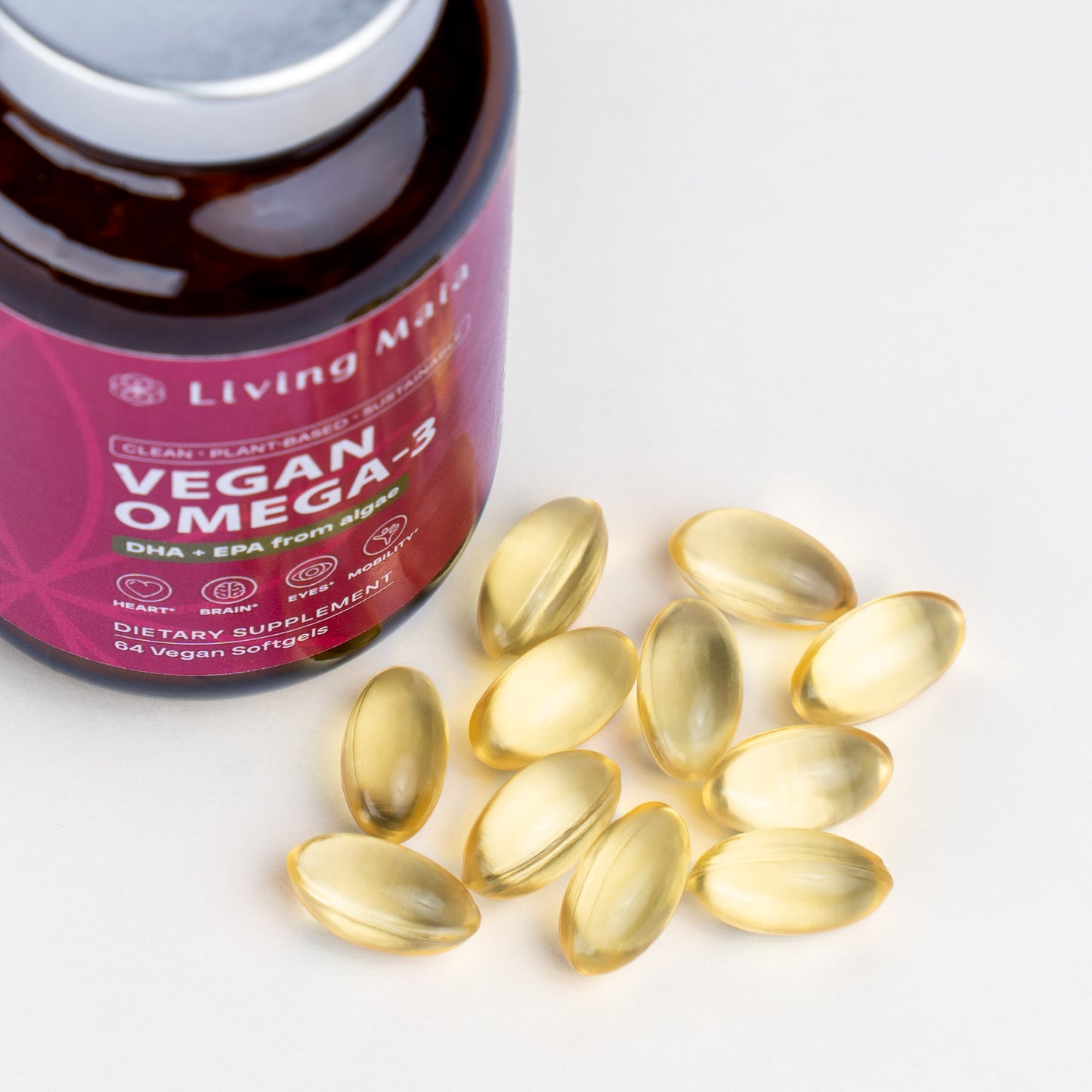 Vegan Omega-3 Softgels | 2-Pack (128 Softgels, 64 per Bottle)