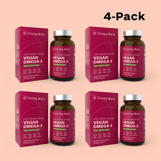 Vegan Omega-3 Softgels | 4-Pack (256 Softgels, 64 per Bottle)